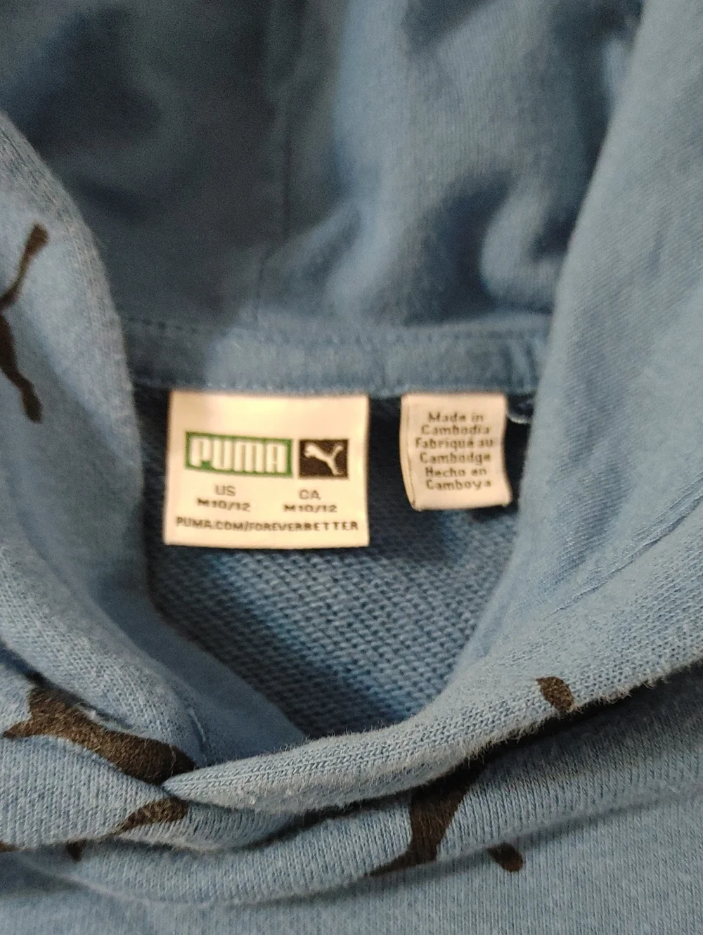Kids Puma Blue Hooded Sweater with Black Logo Print Size Girls 10-12